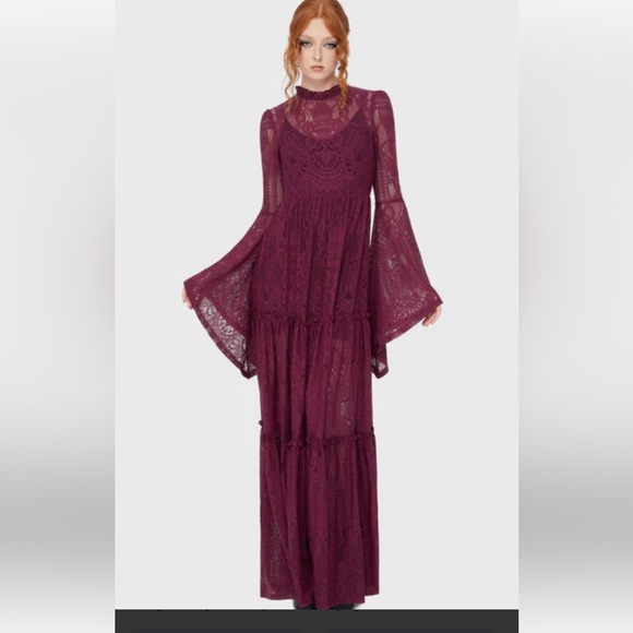 Killstar Hecate Maroon Lace Maxi Size XL - Picture 7 of 16